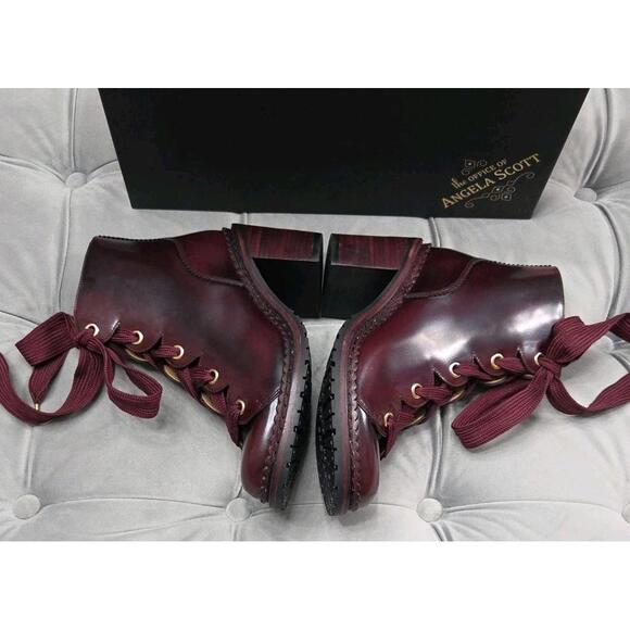 The Office of Angela Scott Miss Billie Boots Dark Red Leather Womens Shoes 37 7 - Picture 4 of 15